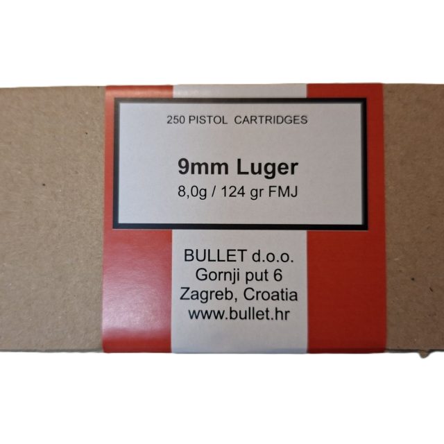 Streljivo Bullet 9mm Luger (9x19mm) 124gr/8g 250/1