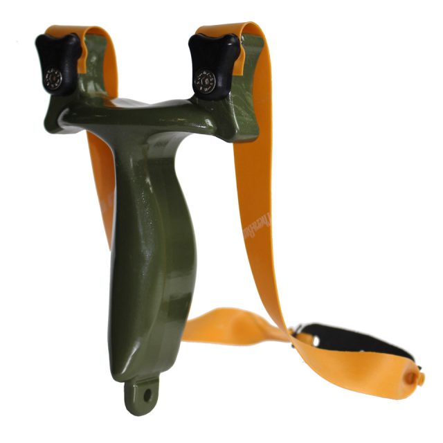 Sportska praćka RAMbone 2.0 maslinasta boja - TBG-Single Kit s rezervnom gumom i 100 kuglica od 8 mm